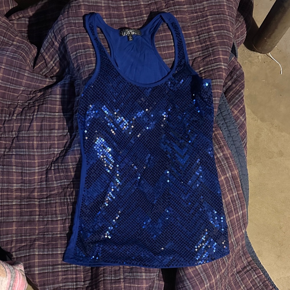 Almost Famous Royal Blue Sequin Tank Top